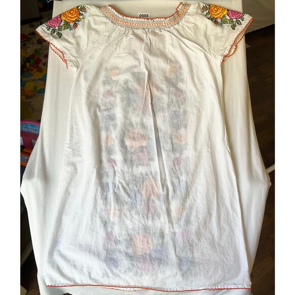 Durga Women Dress size M White See Through Floral Embroidery KneeLength Summer - Picture 10 of 10